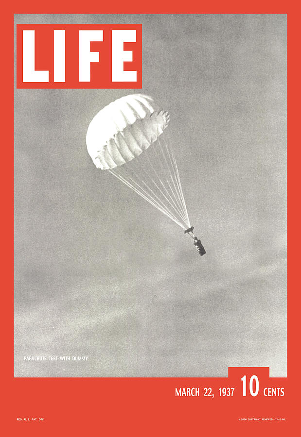 Parachute Photograph - LIFE Cover: March 22, 1937 by Margaret Bourke-white