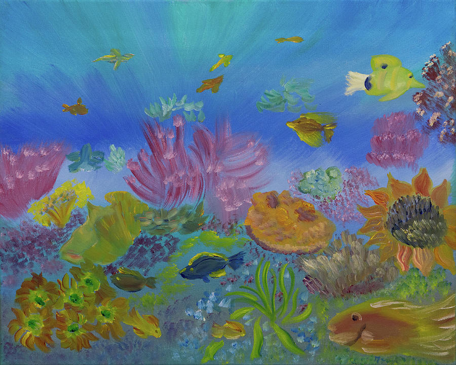 Life in the Coral Reef Painting by Meryl Goudey