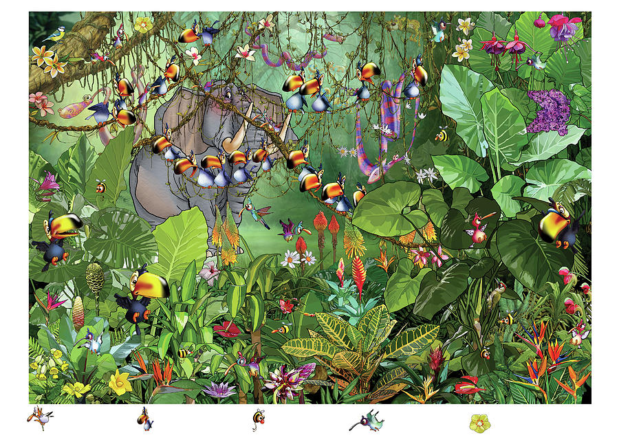 Tropical Painting - Life In The Jungle 1 by Francois Ruyer Tropical Painting - Life In The Jungle 1 by Francois Ruyer