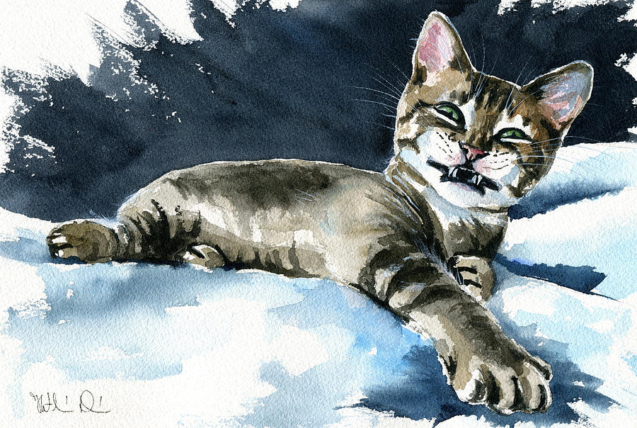 Cat Painting - Life is Good by Dora Hathazi Mendes