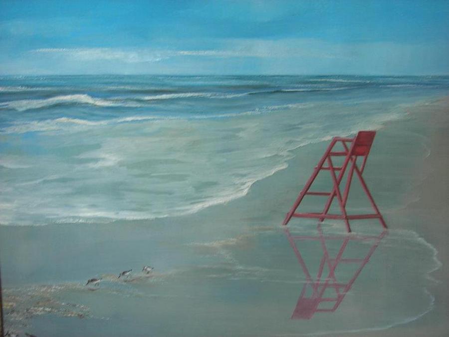 Lifeguard At The Beach - Jacksonville Beach, Florida Painting
