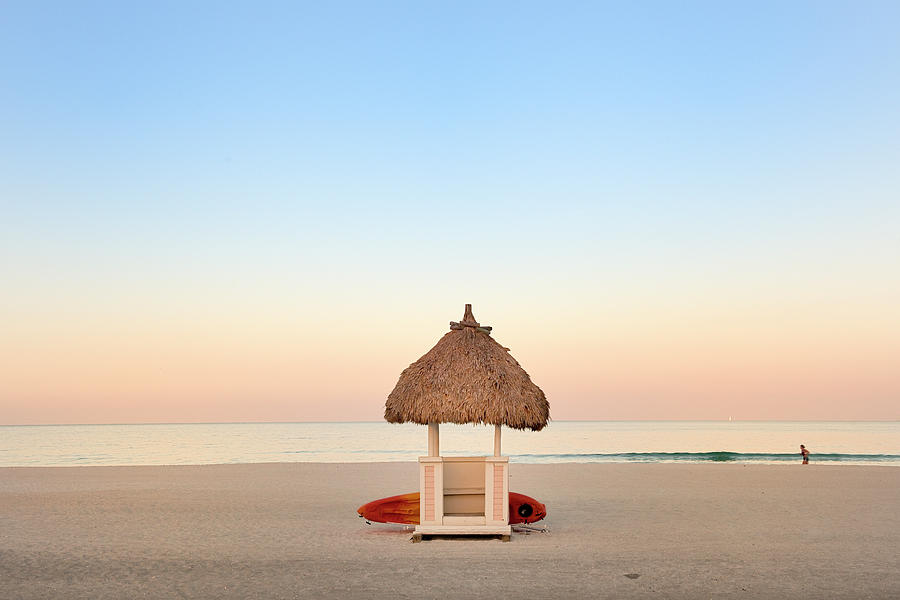 Lifeguard Hut On The Beach At Dawn Photograph by Pidjoe