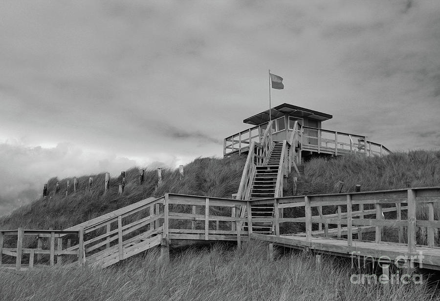 Lifeguard Station Rossnowlagh Donegal 2 bw Photograph by Eddie Barron