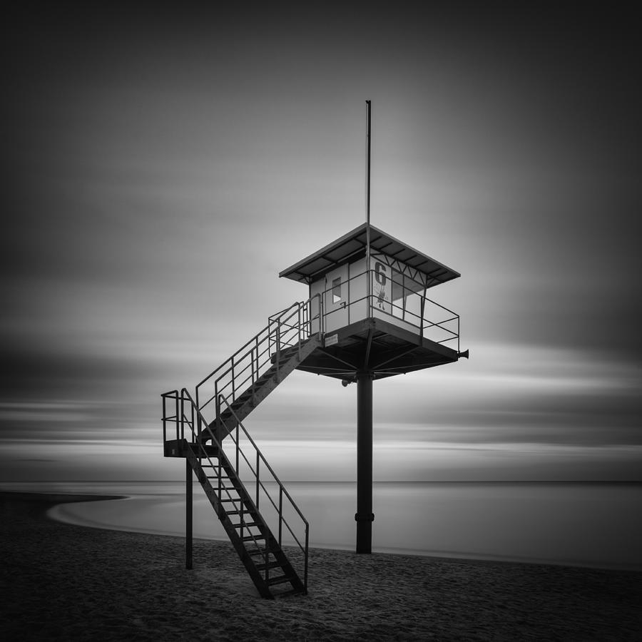 Black And White Photograph - Lifeguard Tower by Ond?ej Tich