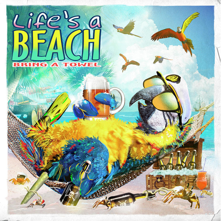 Animal Mixed Media - Lifes A Beach by Old Red Truck
