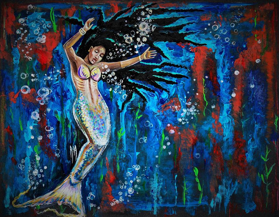 Mermaid Painting - Lifes Strong Currents  by Artist RiA