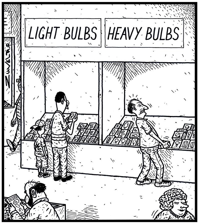 Light And Heavy Bulbs For Sale Drawing by Tony Zuvela Light And Heavy Bulbs For Sale Drawing by Tony Zuvela