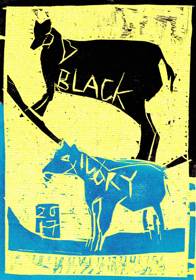 Light Blue Animal Black Ivory Woodcut Poster 33 Digital Art by Edgeworth Johnstone
