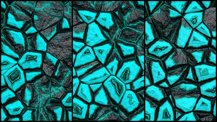 Light Blue Fantasy Stone Wall Triptych Digital Art by Don Northup ...