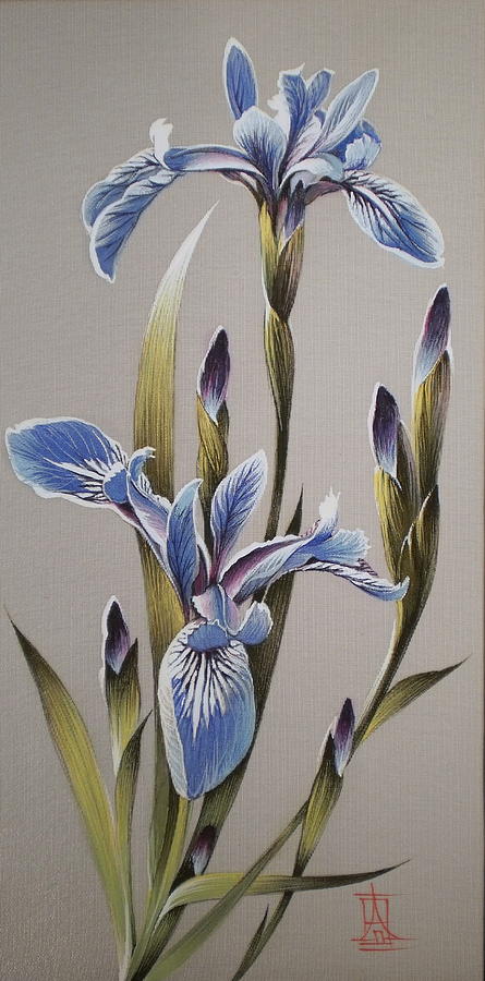 Light Blue Irises Painting by Alina Oseeva