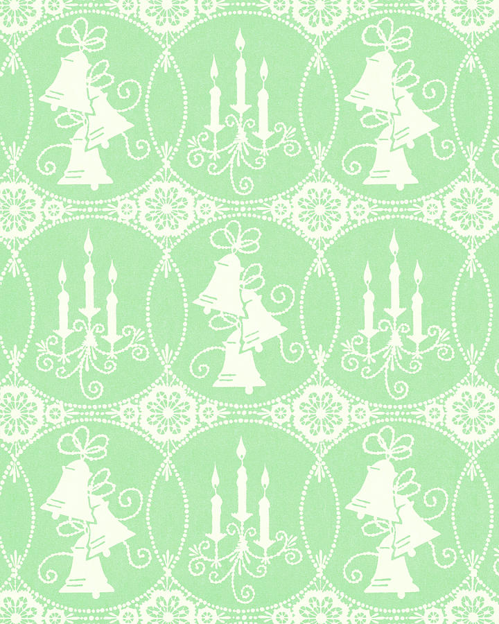 Vintage Drawing - Light Green Pattern by CSA Images