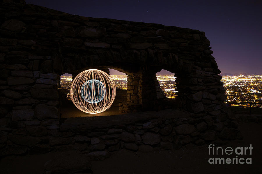 Light Painted Sphere In Ruins Photograph by Anthony Restar