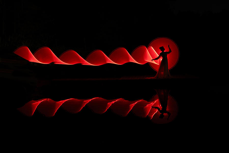 Mirror Photograph - Light Painting by Emma Zhao