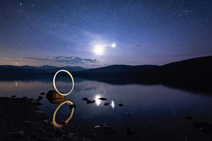 Light Painting Lake McDonald Photograph by Jake Sorensen