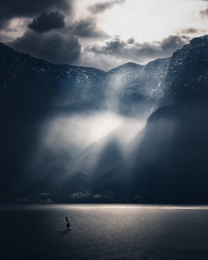 Boat Photograph - Light Rays Over Lake Garda by Majid Behzad