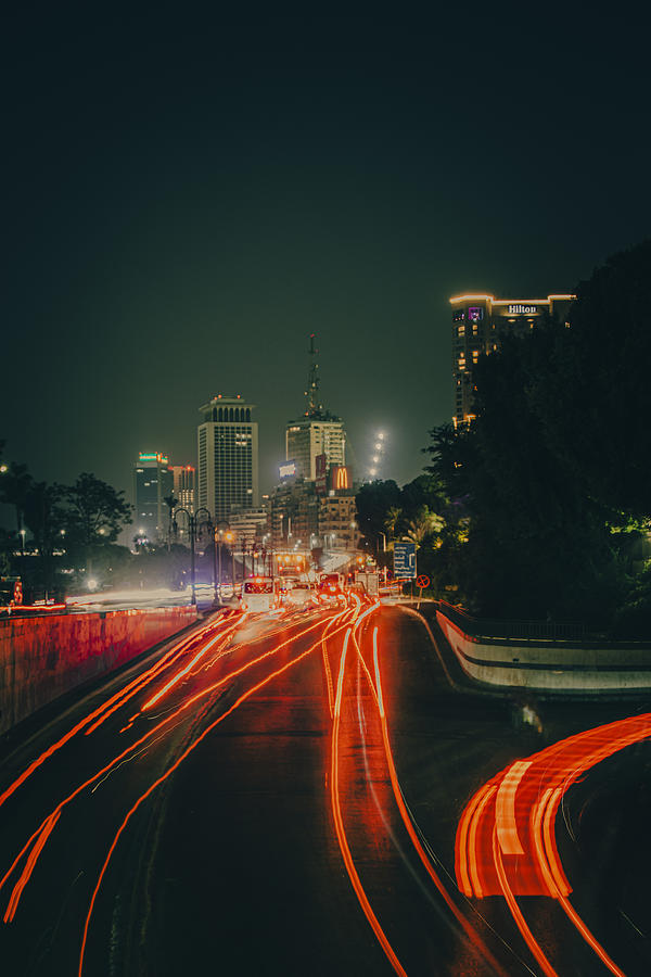 Car Photograph - Light Trails Of Cairo by Mohamed Basiouny