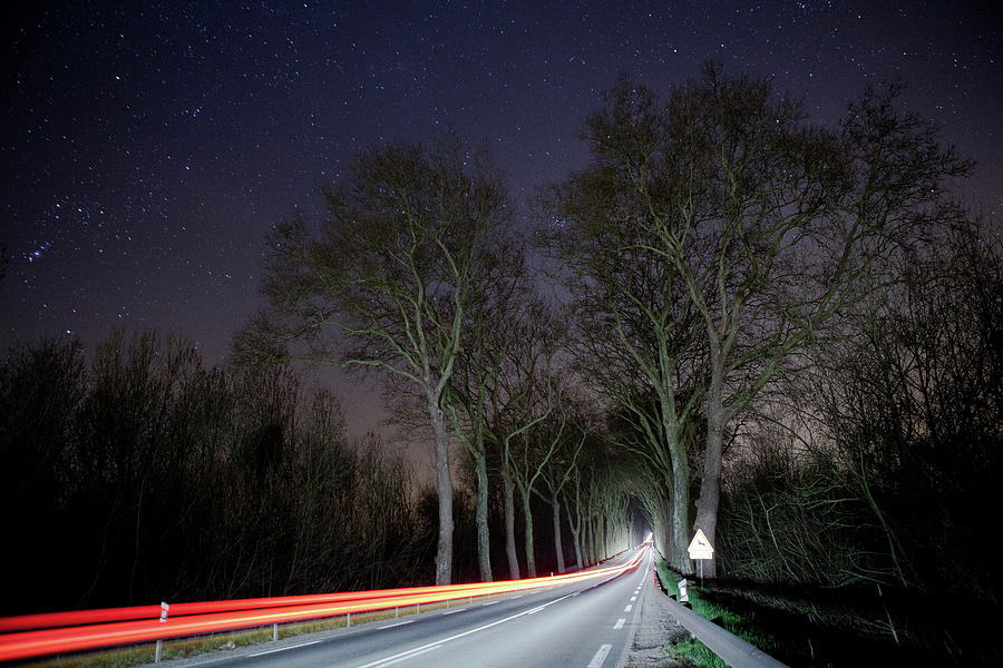 Light Trails On Road Photograph by ©sébastien Joly