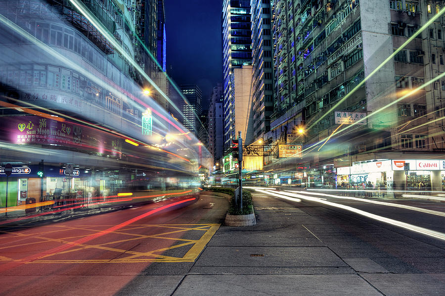 Light Trails On Street At Night Photograph by Thank You For Choosing My Work.