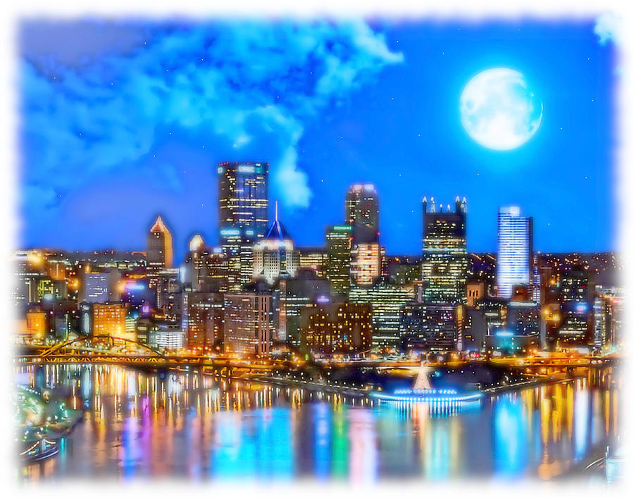 Pittsburgh Painting - Light Up Night in Pittsburgh by Charles Ott Pittsburgh Painting - Light Up Night in Pittsburgh by Charles Ott