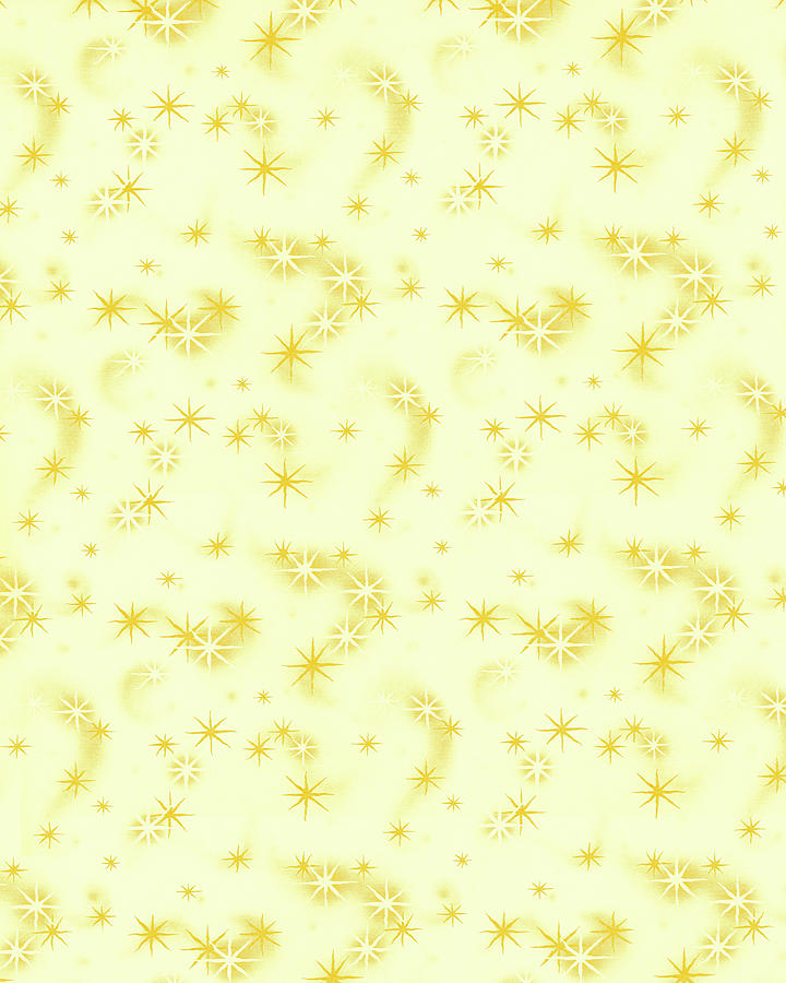 Vintage Drawing - Light Yellow Star Pattern by CSA Images