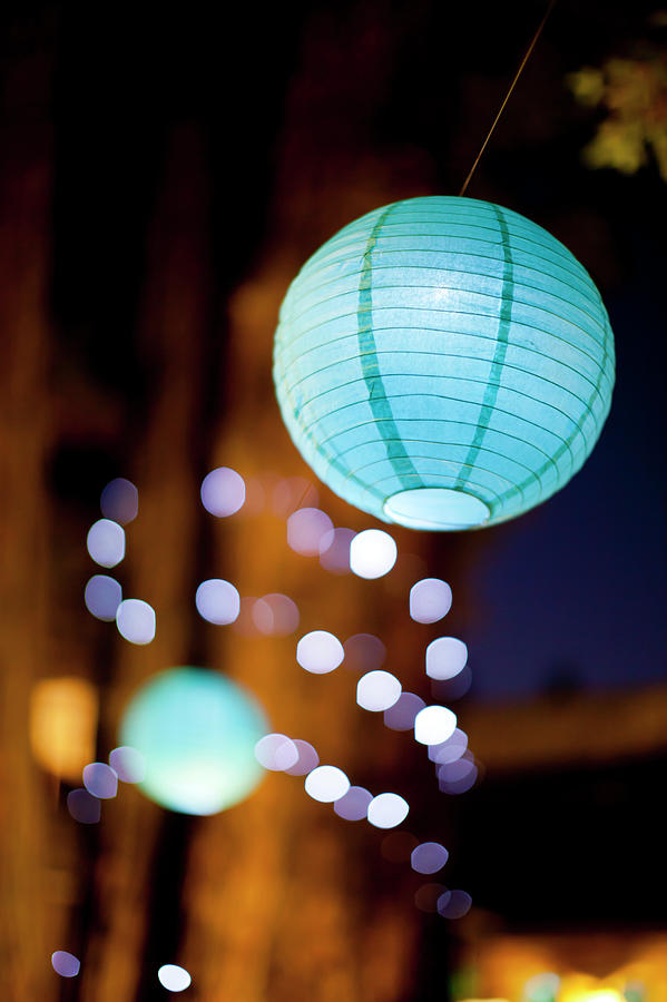 Lighted Paper Lantern At Night Photograph by Jasondoiy