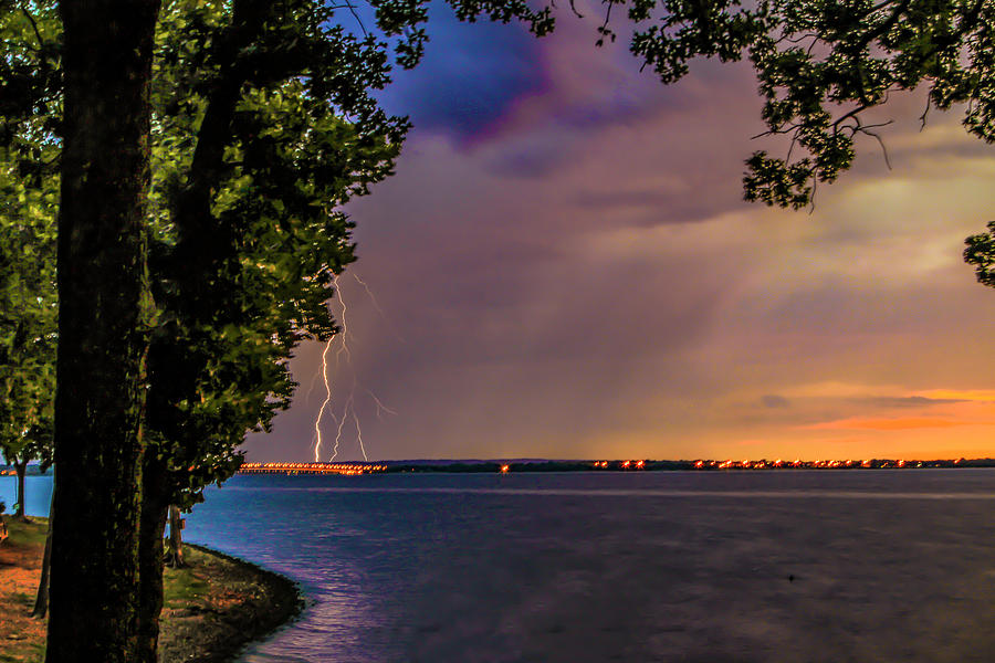 Lightening Over the Lake Photograph by David Wagenblatt