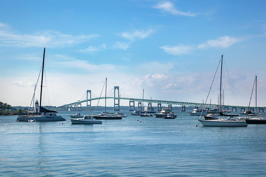 Lighthouse & Bridge, Newport, Ri Digital Art by Lumiere