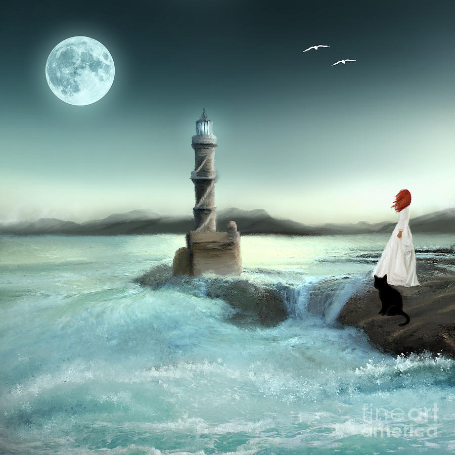 Lighthouse at Full Moon by Anne Vis Lighthouse at Full Moon by Anne Vis
