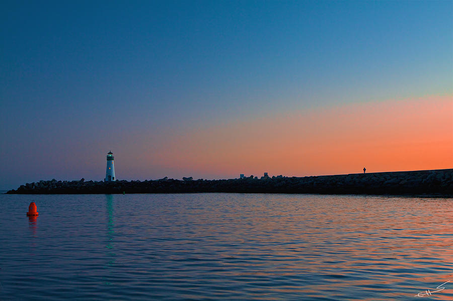 Lighthouse at Harbor Deep Sunset Photograph by SC Heffner