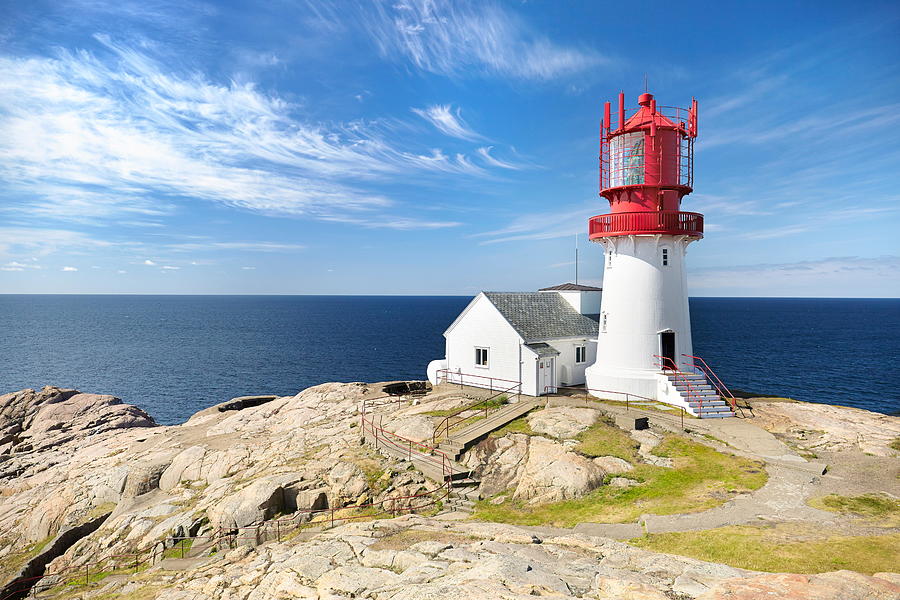 Landscape Photograph - Lighthouse At Lindesnes, Norway by Jan Wlodarczyk
