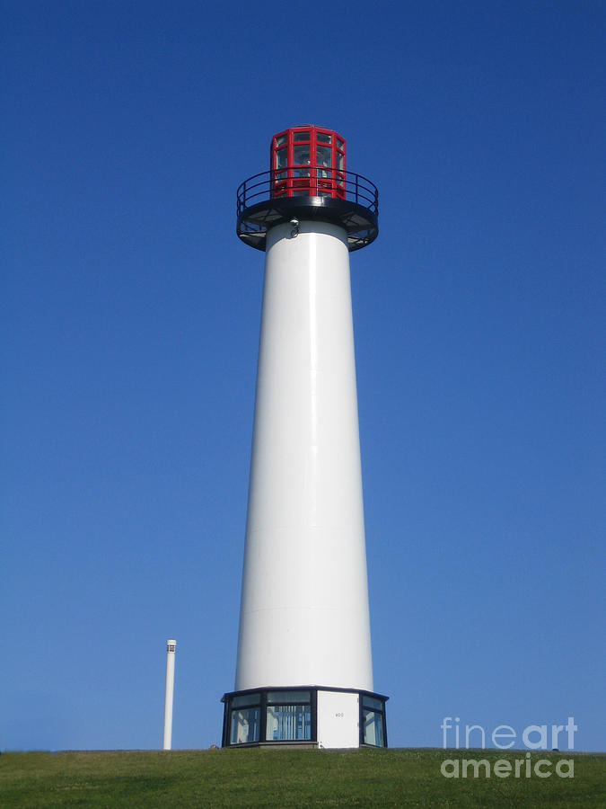 Lighthouse at Long Beach Harbor in Southern California Blue Sky Day View Photograph by John Shiron