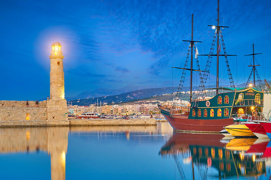 Greek Photograph - Lighthouse At Old Venetian Port by Jan Wlodarczyk