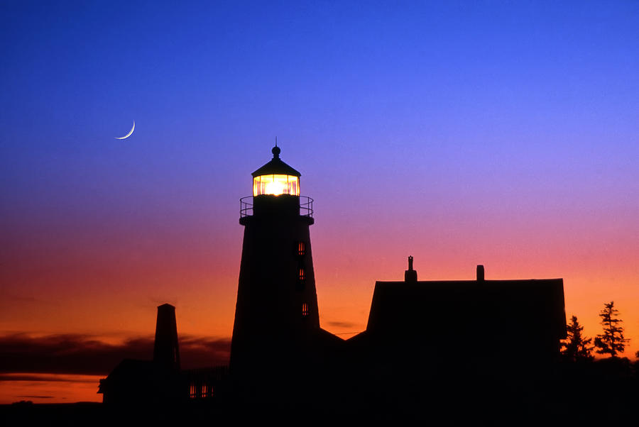 Lighthouse At Pemaquid Point At Sunset Photograph by Izzet Keribar