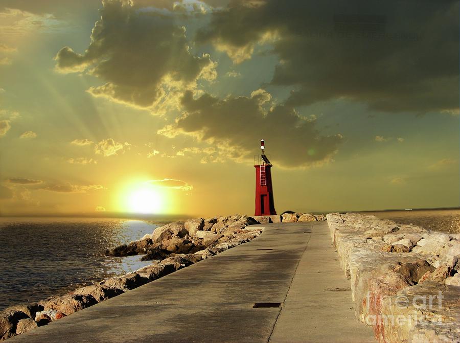 Lighthouse at Sunset Photograph by Ana Borras