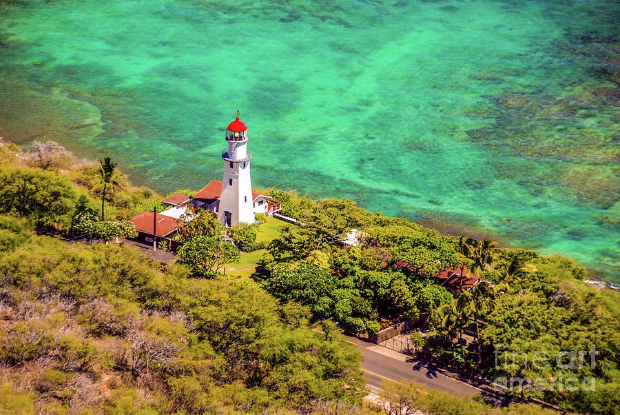 Honolulu Photograph - Diamond Head Lighthouse at The Foot of, Diamond Head Crater - Honolulu Coastline by D Davila
