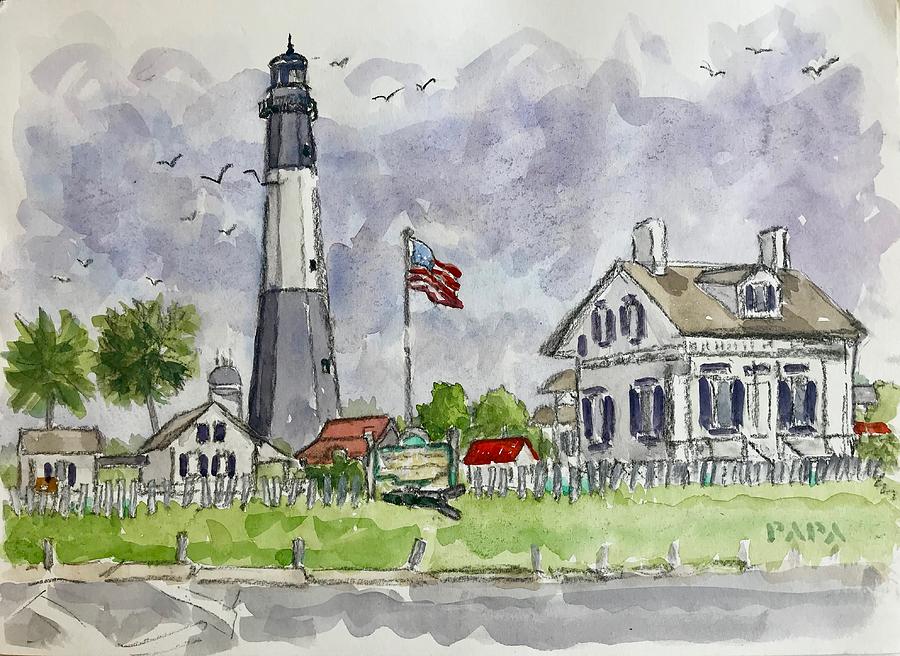 Lighthouse at Tybee Island Painting by Ralph Papa
