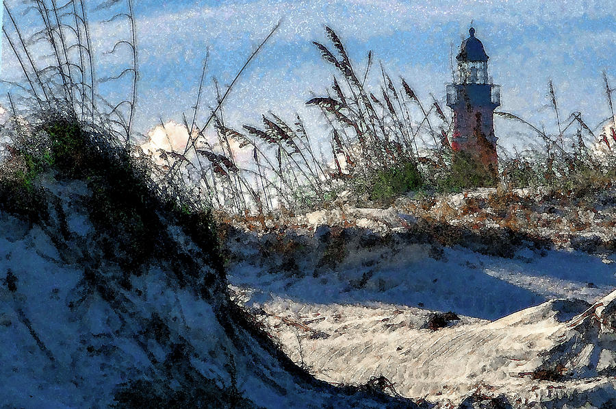 Lighthouse by the Beach at Ponce Inlet Digital Art by Dimitris Sivyllis
