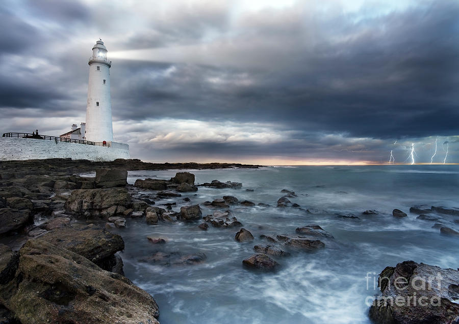 Lighthouse During A Storm Photograph by Conceptual Images/science Photo Library