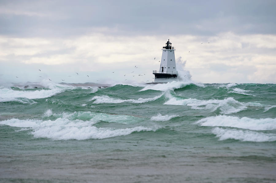 Lighthouse During Stormy Weather Photograph by Jskiba