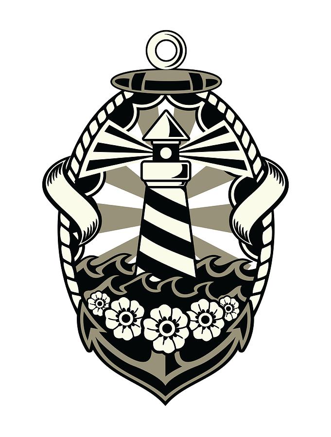 Vintage Digital Art - Lighthouse Emblem by Long Shot