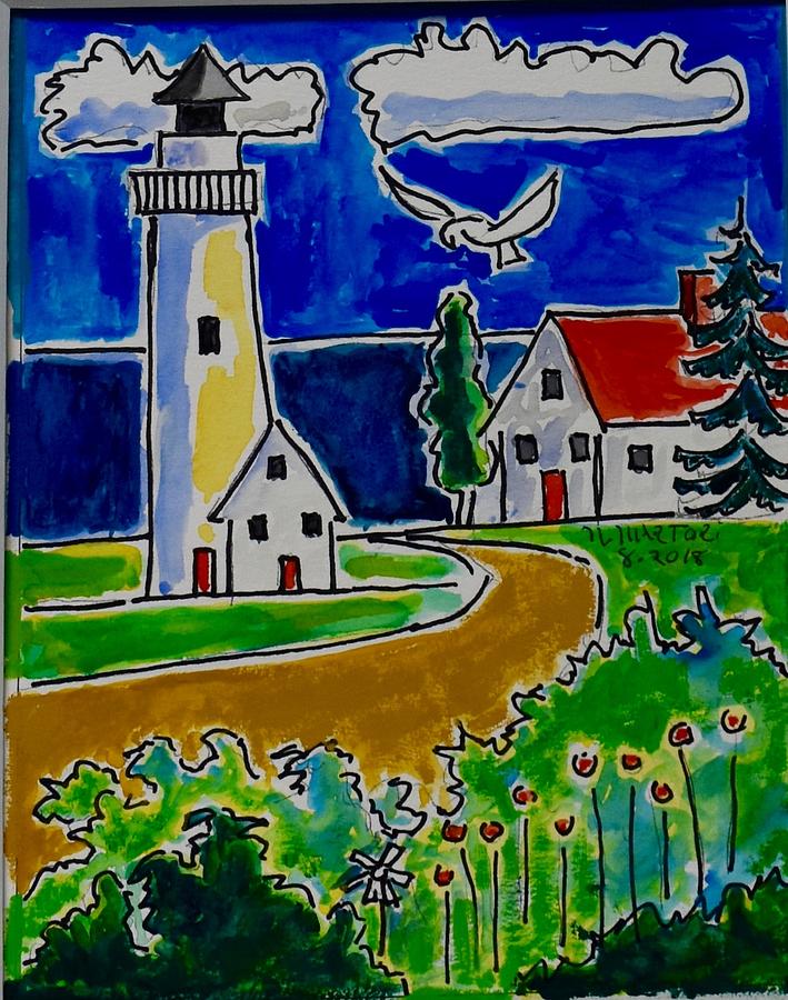Seagull Painting - Lighthouse Garden by Nicholas Martori