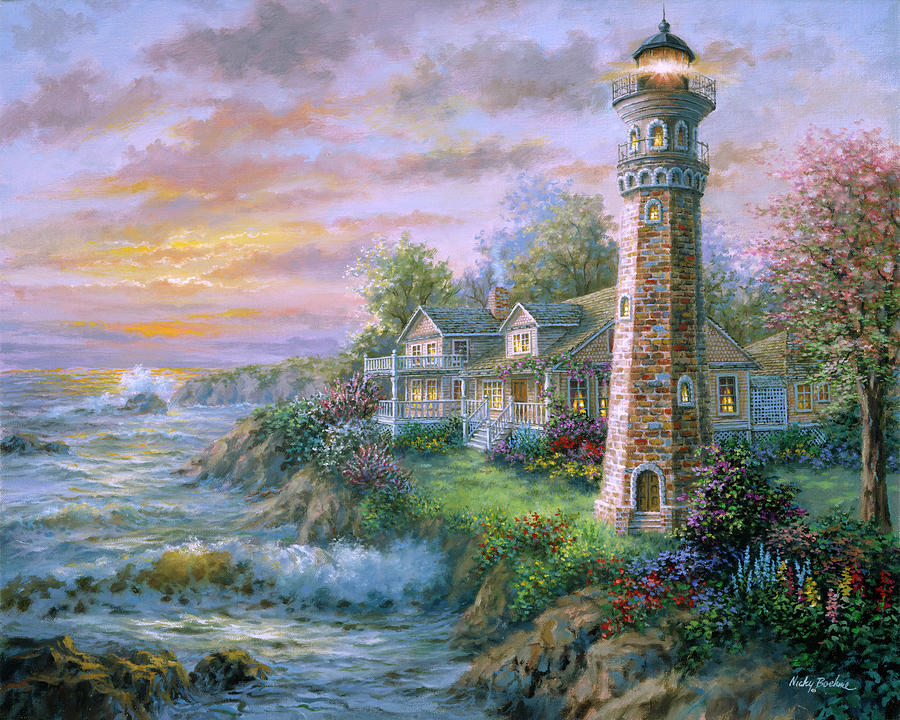 Lighthouse Painting - Lighthouse Haven 2 by Nicky Boehme