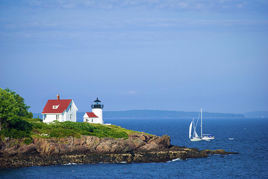 Lighthouse In Camden, Maine With Photograph by Gregobagel
