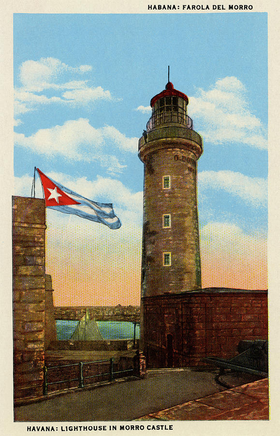 Castle Painting - Lighthouse in Morro Castle by Curt Teich & Company