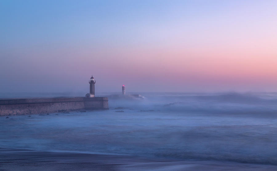 Sunset Photograph - Lighthouse In Porto, Portugal. by Adrian Nunez