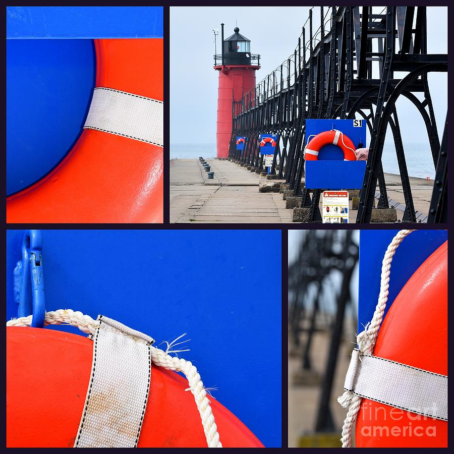 Lighthouse Lifesaver Collage Photograph by Nancy Mueller