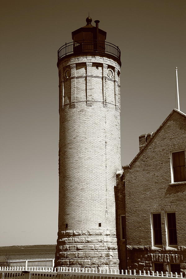 Lighthouse - Mackinac Point Michigan 2 Sepia Photograph