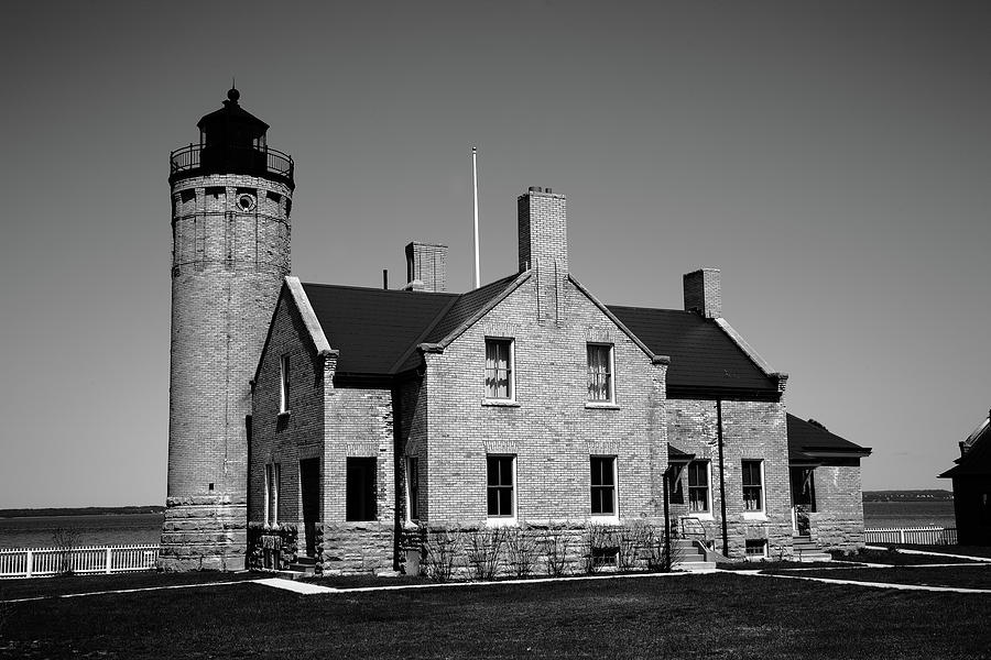 Lighthouse - Mackinac Point Michigan 3 BW Photograph by Frank Romeo