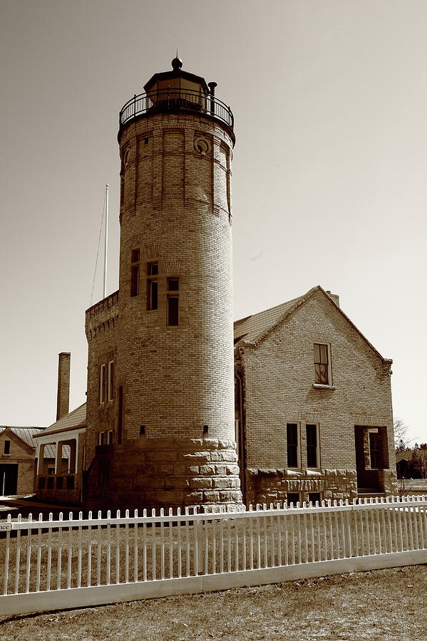 Lighthouse - Mackinac Point Michigan 4 Sepia Photograph