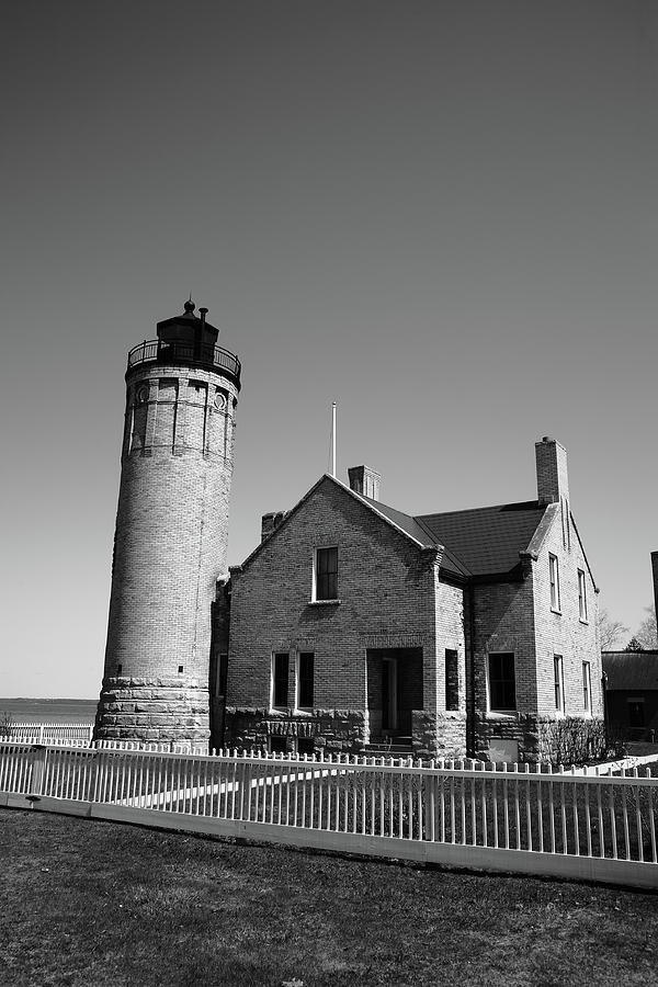Lighthouse - Mackinac Point Michigan 5 BW Photograph by Frank Romeo